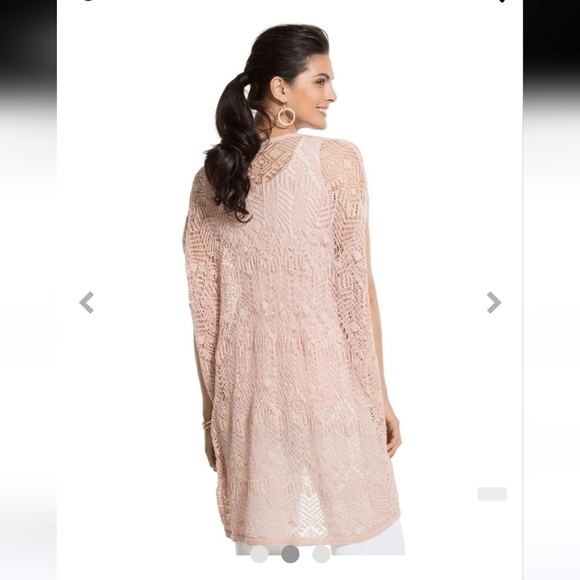 CHICO'S TRAVELERS COLLECTION LACEY STITCH SLEEVELESS CARDIGAN PINK WOMEN S/M - Picture 3 of 15
